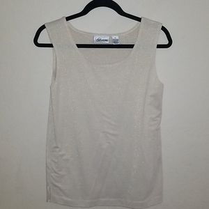 Cream and Gold Shimmer Sleeveless Blouse Medium